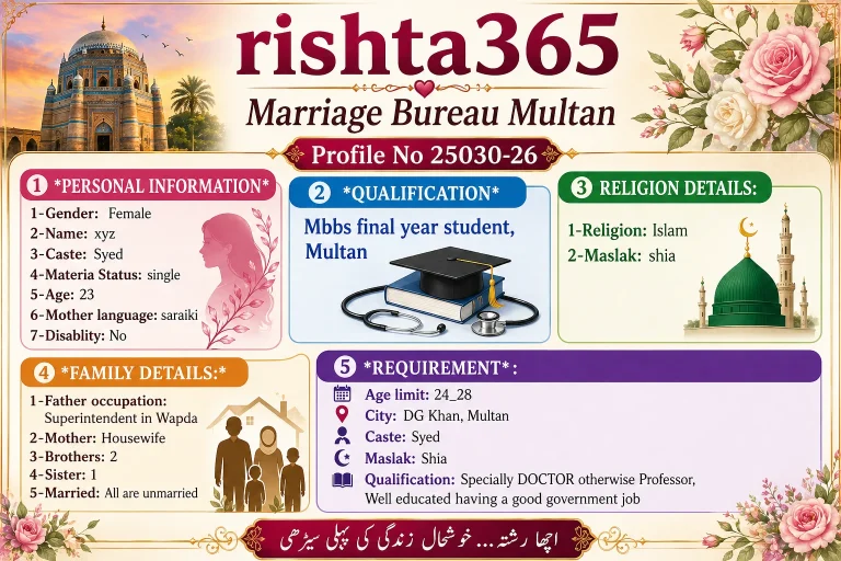 syed female rishta in multan