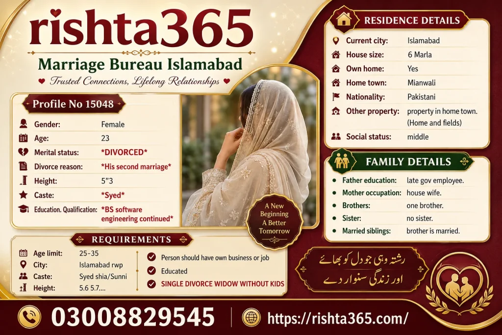 divorced female rishta in islamabad