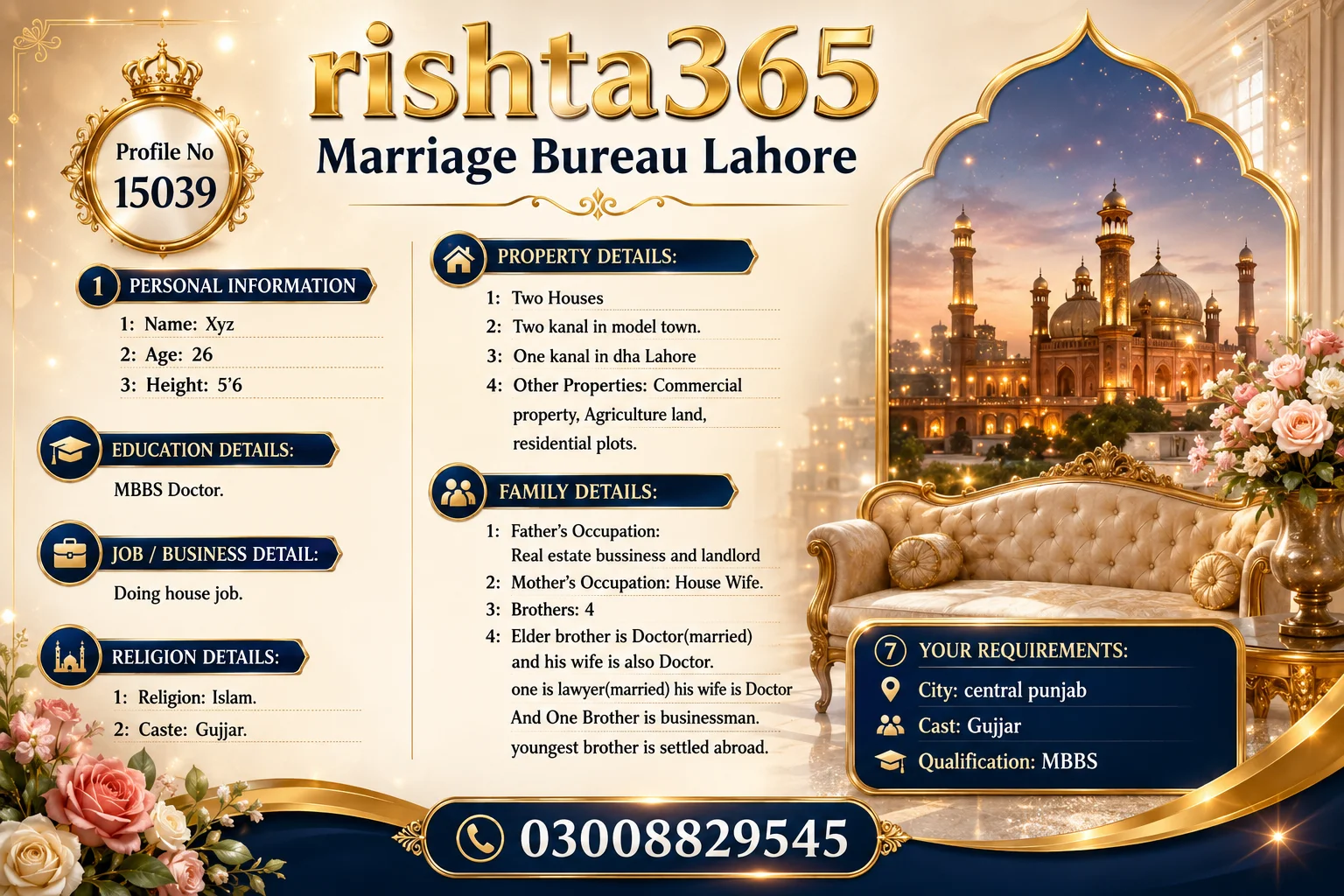 well settled and educated male rishta in lahore