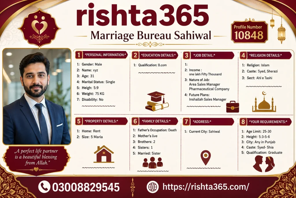 well settled male shia rishta in sahiwal